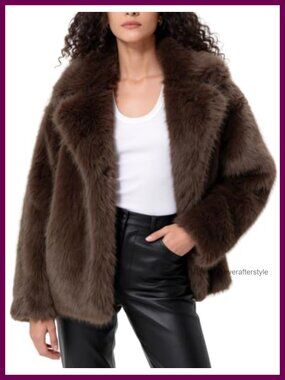 Shaggy Faux Fur Short Coat Lapel Snap Fuzzy Winter Jacket